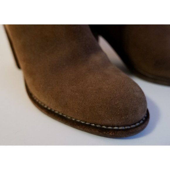 See By Chloé Light Brown Studded Suede Heeled Ankle Boots - Picture 7 of 9